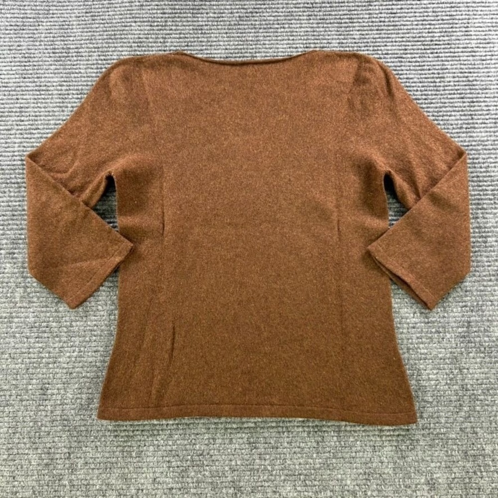 Margaret OLeary 100% Cashmere Brown V-Neck Sweater Beaded‎ Embellishment Womens - Picture 2 of 9